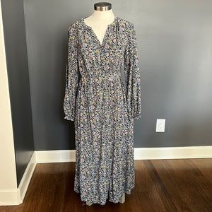Loft floral maxi dress with front buttons and cinch waste